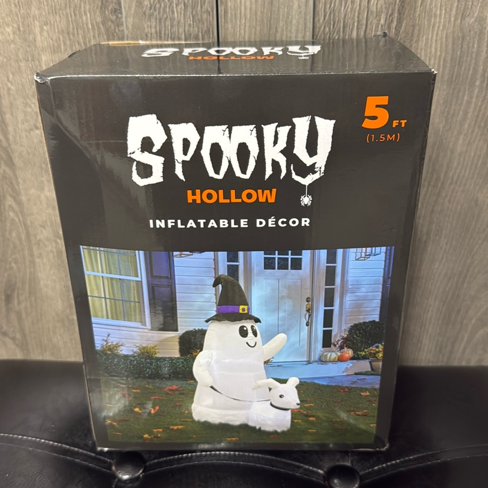 New Viral Halloween Ghost Walking Dog 5' Light Up Inflatable In Original Box
